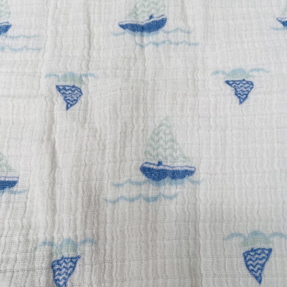 Aden + Anais Sailboat Baby Blanket Swaddle Muslin Blue White Green Security